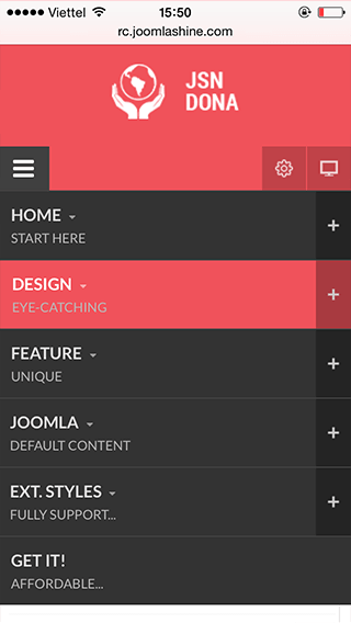 Mobile menu with rich text