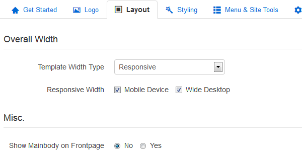Layout configuration by template parameters